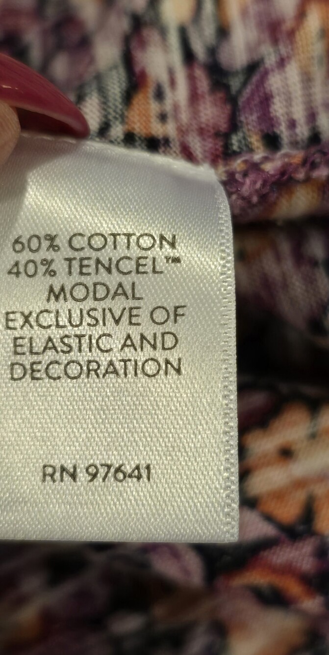 JJILL...Purple Smocked Front V-neck Floral Button-Front Tunic - Picture 8 of 11